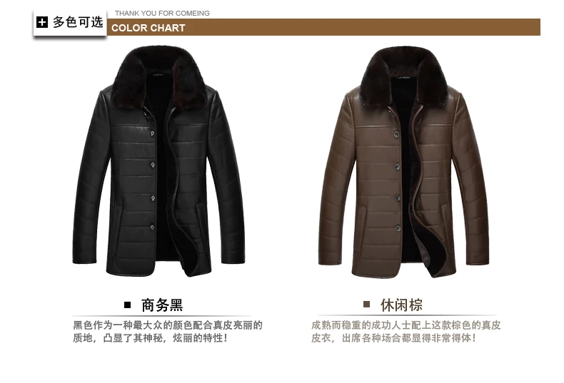 Top Grade Genuine Leather Clothes Men's Wool in Mink Fold-down Collar Fur Coat Haining Sheep Skin One-piece Middle-aged Pique