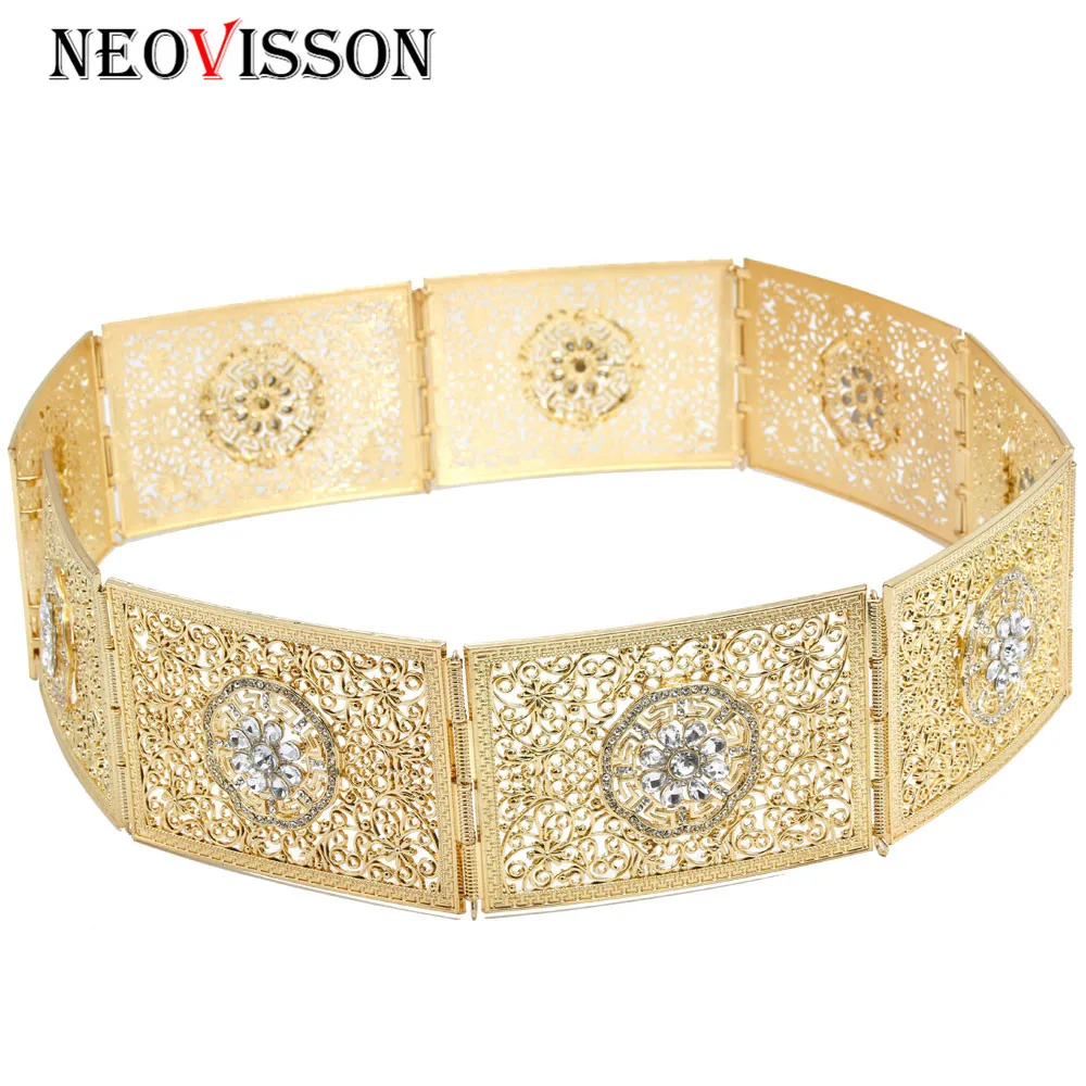 NEOVISSON Morocco Caftan металлический пояс, ювелирные изделия для женщин, этническое свадебное платье, широкая квадратная пряжка, кафетский дворец, халаты, цепочка для талии - Окраска металла: NVA001