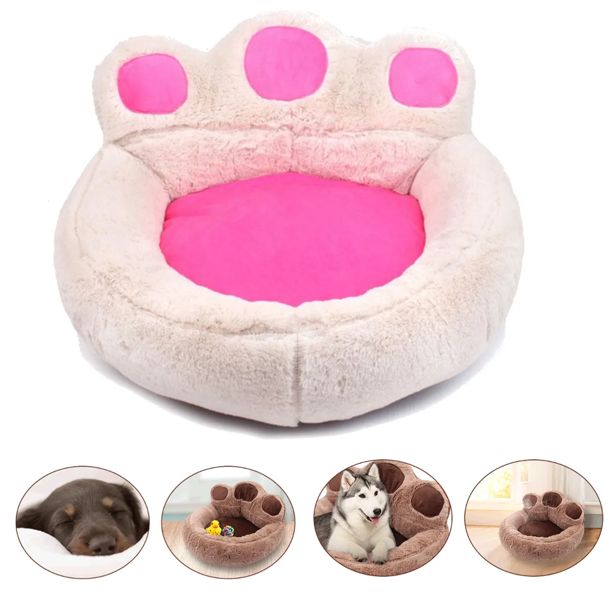 

3 Colors Pet Dog Cat Warm Bed Winter Dog Bed Soft Material Pet Nest Cute Paw Kennel For Cat Puppy Sofa Beds For Dog Accessories