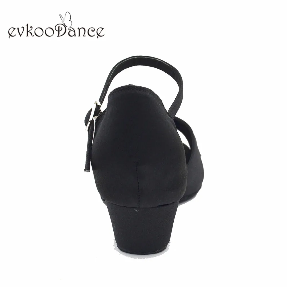 Evkoo dance Zapatos De Bail/черная атласная сальса, профессиональная обувь для танцев, размеры США 4-12, высота каблука 3 см, обувь для женщин, Evkoo-590
