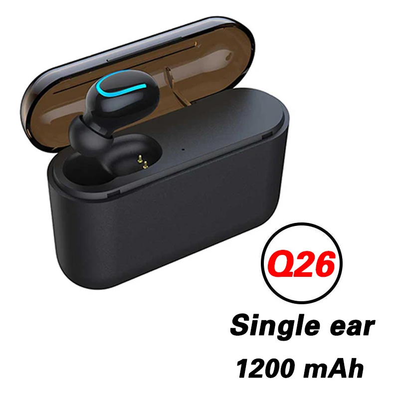 Наушники-вкладыши Bluetooth, 6000 мАч, светодиодный дисплей, гарнитура, беспроводные высококачественные стерео наушники, зарядная коробка для iPhone, Android, iOS - Цвет: Black