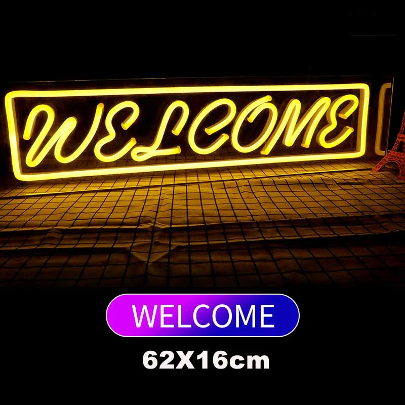 Пользовательские Любовь Сладкий Welcome музыка любовь, когда вы открываете домашний светодиодный неоновая вывеска для организаций и магазинов светильник для украшения дома для логотипа магазина
