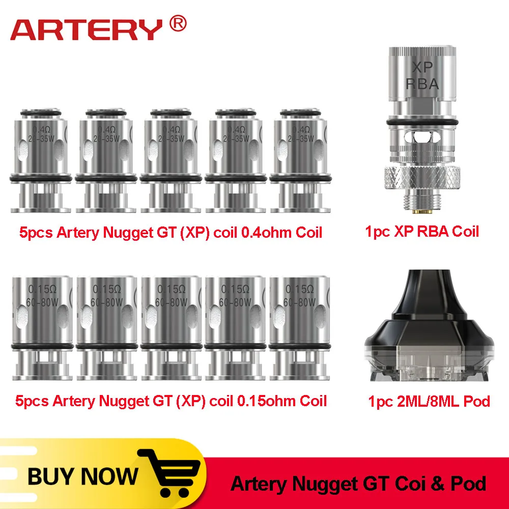 Катушка артериального нуглота GT (XP) RBA катушка 0.15ohm/0.4ohm Pod 2 мл/8 мл картридж