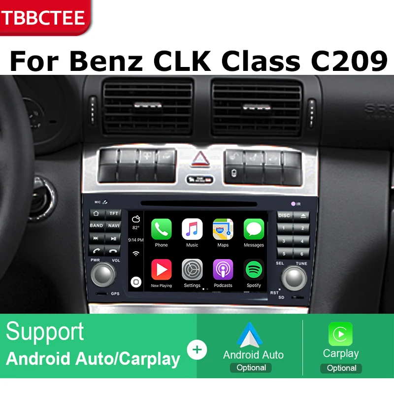 Sale 2Din For Mercedes Benz CLK Class C209 A209 2000-2010 Car Android Radio Multimedia Player GPS Navigation IPS Screen HiFi WiFi BT 3