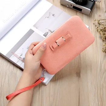 

2019 Women Long Wallet Leather Hasp Coin Purses With Wrist Strap Card Holders Big Capacity Lady Wallets Clutch Female Money Bag