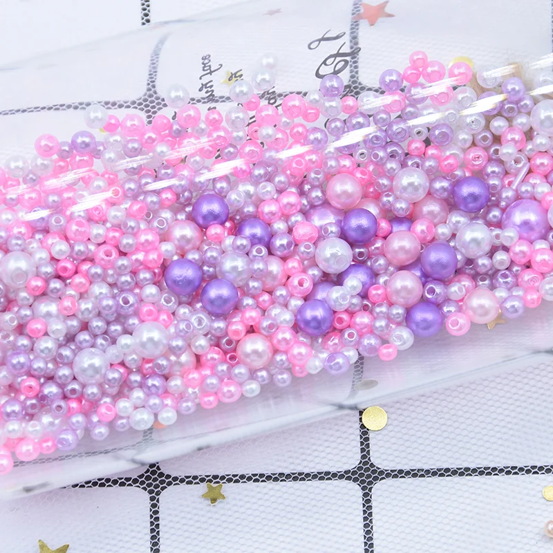 Mix purple pink 20 г/упак. микс Размеры 3/4/5/6/8/10 мм бусы с отверстием, Разноцветный жемчуг круглые акриловые искусственный жемчуг "сделай сам" для изготовления ювелирных изделий нейл-арта - Цвет: Mix purple pink