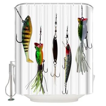 

Go Fishing Shower Curtain Waterproof Bathroom Curtain Polyester Bath Curtain Home Decor 12 Hooks