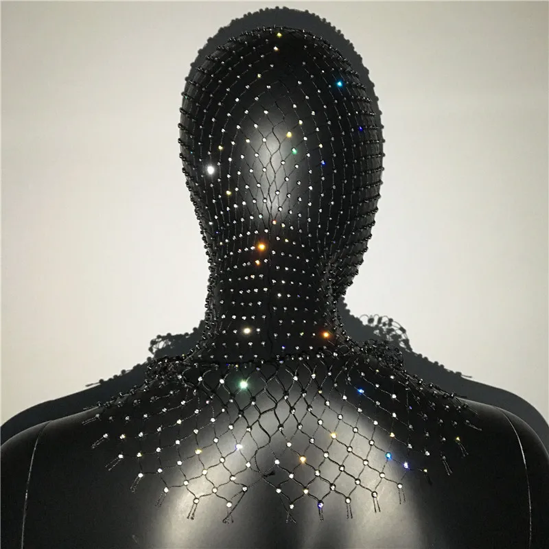 Y2K Mode Glitzernder Steinbesetzter Kopftuch mit Aushöhlen, Glitzernder Strass-Kristall-Netz-Luxus-Turban, Diamant-Haarnetz-Accessoire – Detail 10