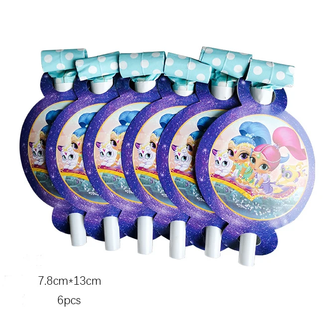 Shimmer And Shine Party Cutlery Baby Girl Sister Children Birthday Decorations Family Friends Disposable Tableware Party Shower - Цвет: 6pcs Blowing cage