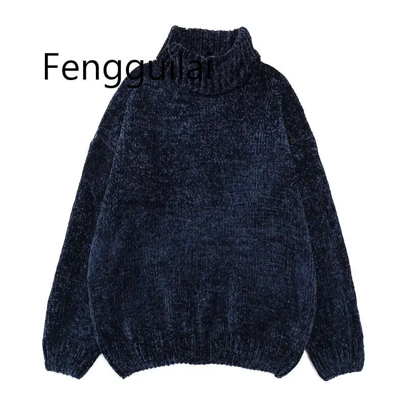 FENGGUILAI Autumn Winter Women Red Sweaters Female Pullovers Long Sleeve Casual Turtleneck Sweater Loose Solid Knitted Jumpers FENGGUILAI Autumn Winter Women Red Sweaters Female Pullovers Long Sleeve Casual Turtleneck Sweater Loose Solid Knitted Jumpers