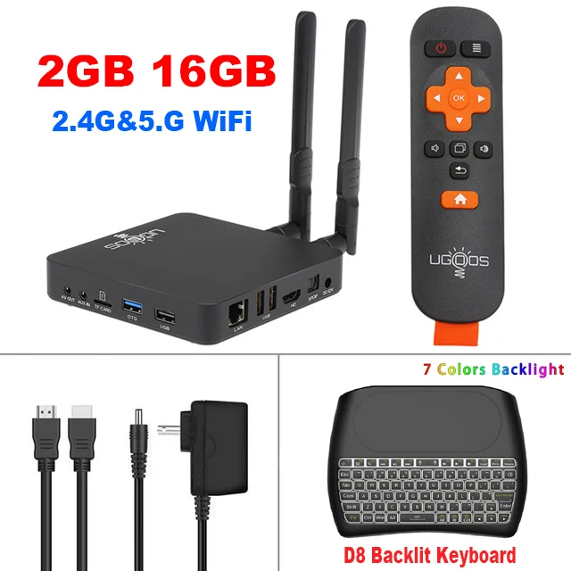 Android 9,0 Smart tv Box UGOOS AM6 S922X DDR4 2 Гб ОЗУ 16 Гб ПЗУ 2,4G+ 5G WiFi 1000M LAN BT 5,0 4K HD домашний медиаплеер телеприставка - Цвет: AM6-D8 Keyboard