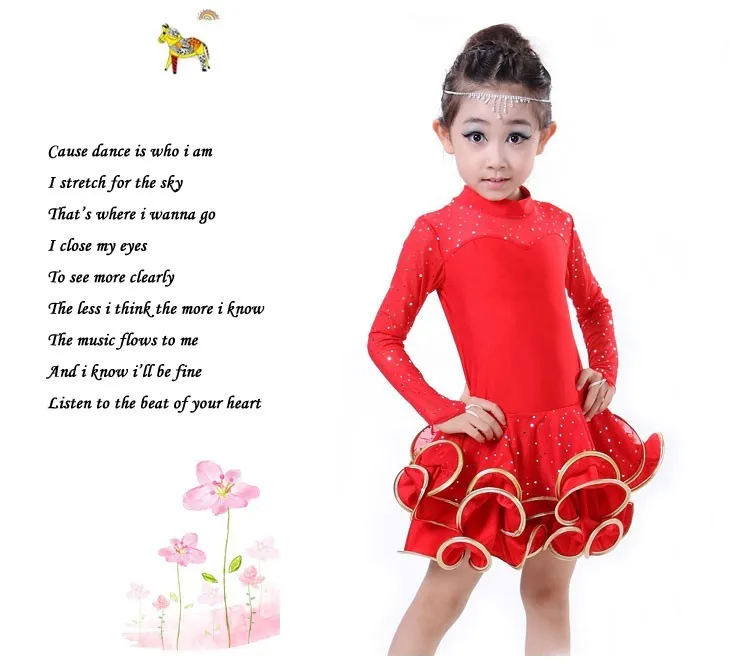 Высококачественная детская одежда на осень-зиму для бального зала и сцены платье с длинным рукавом для латинского танца для девочек костюм для представлений