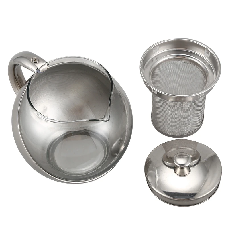 Stainless Steel Glass Faced Modern Teapot Herbal + Tea Leaf Infuser 750ml | Дом и сад