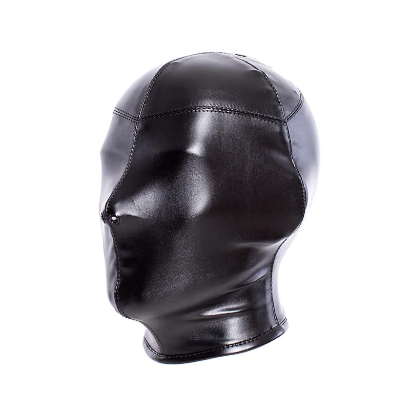 Unisex Faux Leather Head Restraint Hood Total Enclosure Gimp Headgear Sub Maid Role Play Fetish Costume