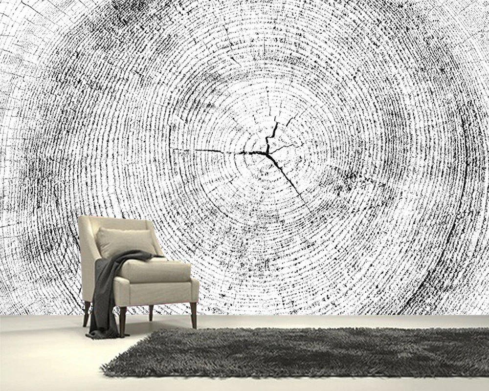 Papel de parede Black and white tree trunk cross section texture 3d  wallpaper,living room tv wall bedroom bar cafe mural|Giấy dán tường| -  AliExpress