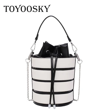 

TOYOOSKY 2020 New Designer Women Handbags PU Leather Bucket Shoulder Bags Female Fashion Panelled Crossbody Messenger Bag