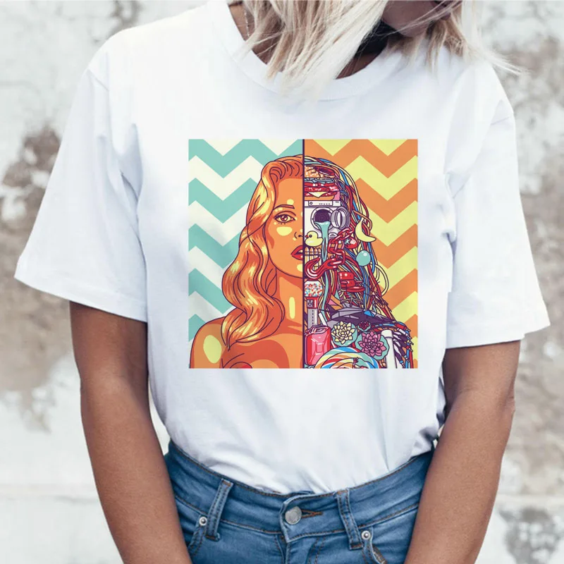 

Liberal Fun Humor Plus Size Color Block Tshirt Rainbow Science Humour Hippie Happy Sketch Top Tee Women Female T-shirt T Shirt