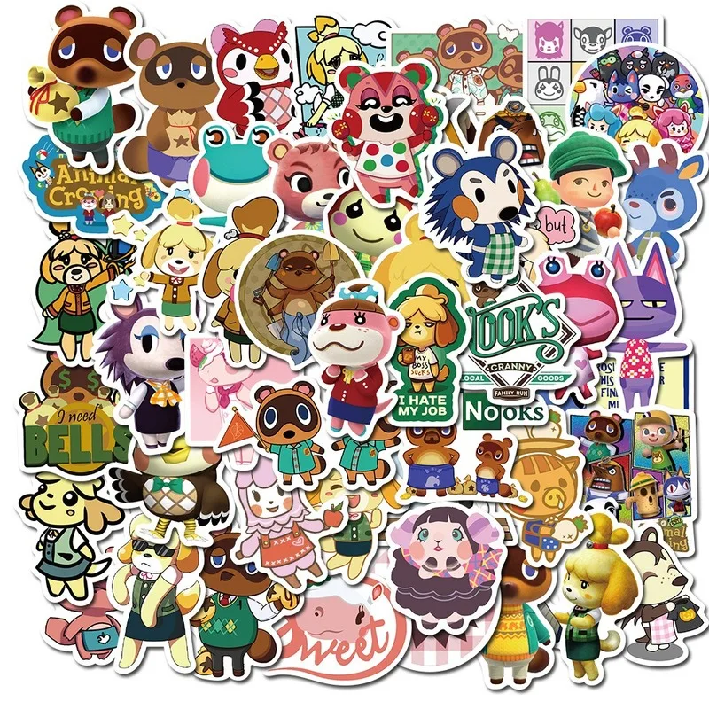 

50Pcs Animal Crossing Game Stickers for Graffiti DIY Motorcycle Luggage Guitar Skateboard Cool Sticker Classic Toy Amiibo Animal