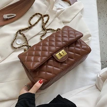 

Lingge Designer Crossbody Messenger Bags for Women 2021 Small PU Leather Winter Female Trend Branded Chain Shoulder Handbags Pur