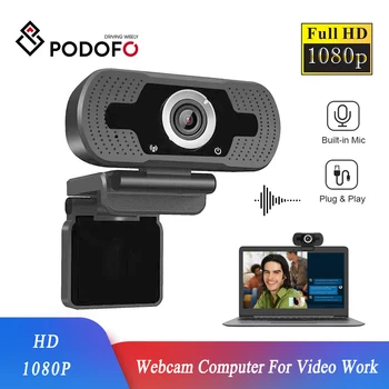 

Podofo Full HD 1080P Webcam Computer Laptop Camera with Microphone for Live Broadcast Video Calling Conference Work