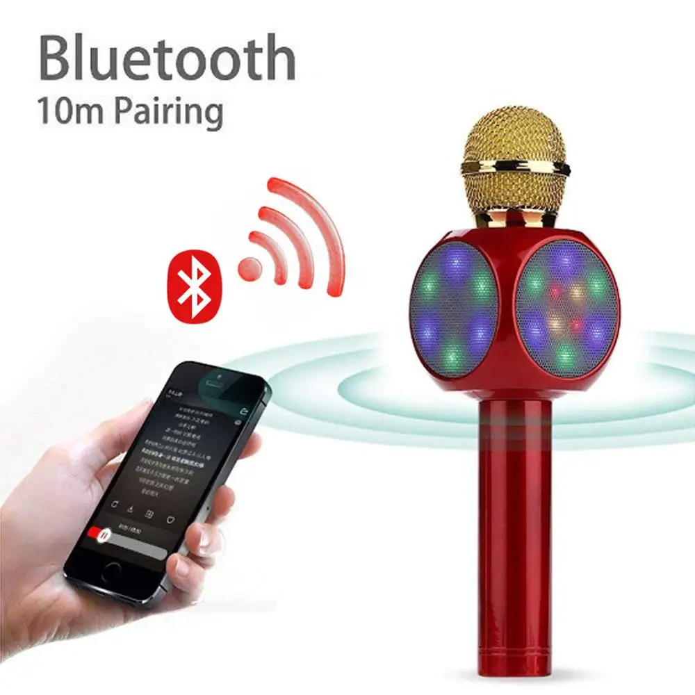 WS1816 Bluetooth беспроводной микрофон Ручной конденсаторный караоке USB плеер