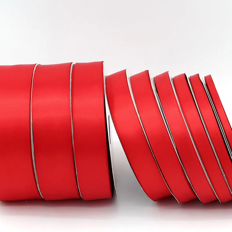Высокое качество 100 ярдов красные атласные ленты Рождество ручной работы свадебные декоративные DIY полиэфирные ленты луки цветы подарочная упаковка