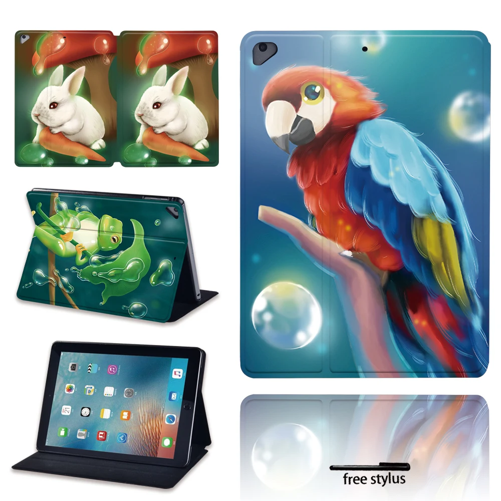 

New Leather Flip Stand Foldable Tablet Case (Animal and Old Image) for Apple IPad 2/3/4/iPad(5th/6th Gen) 9.7 Inch + Free Stylus