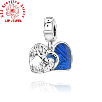 

2020 Valentine's New 100% 925 Sterling Silver Beads Lady and Tramp Heart Charm fit Original Pandora Bracelets Women DIY Jewelry