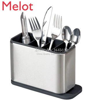 

Surface Stainless-Steel Cutlery Drainer with easy-drain spout kitchen Storage 20*13.5*8.4cm