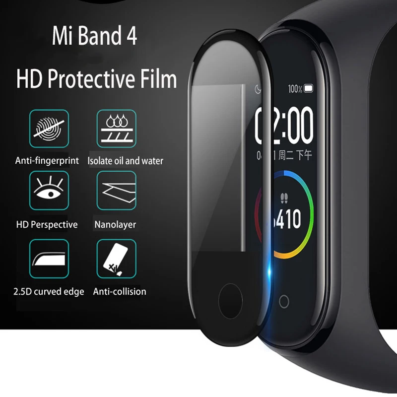 Мягкая защитная пленка для Mi Band 4 NFC Smart протектор MiBand 4 ремешок Стекло(не закаленное стекло) пузырьковая установка