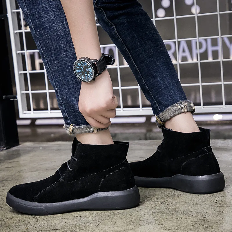 

New Style Comfortable MEN'S SHOES round-Toe Genuine Leather Medium Boots Casual Versatile Outdoor Martin Boots 873