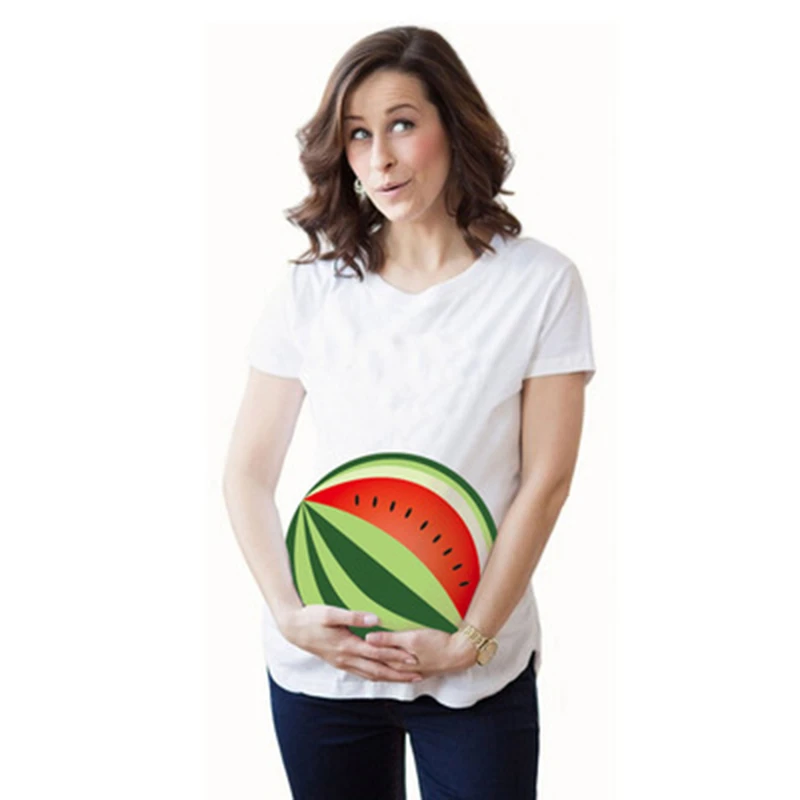 high end maternity clothes Cotton Fashion Pregnant Tops Maternity T-shirt Maternity Clothing Breastfeeding Clothes Watermelon Printing Pregnant Clothes sustainable maternity clothes