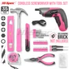 Hi-Spec 35pc Pink Household Tool Set Hand Tool Kit Gril Lady Women Home DIY Tools with Mini Electric Screwdriver ► Photo 2/6