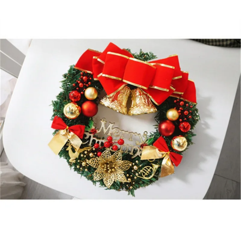 

Christmas Wreath Handmade Rattan Pendant Garland Shopping Mall Christmas Tree Bells Door Decoration Wreath New Year Navidad
