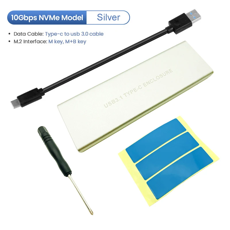 NVMe PCIE USB 3,1 корпус для жесткого диска M.2 к USB SSD корпус для жесткого диска Тип C 3,1 м соединитель в форме ключа для 2230 2242 2260 2280 корпус