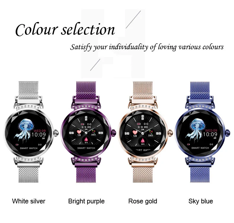 H2 Fitness Tracker Smart Bracelet Waterproof Women ladies fashion Smartwatch Heart rate monitor watch For android and IOS