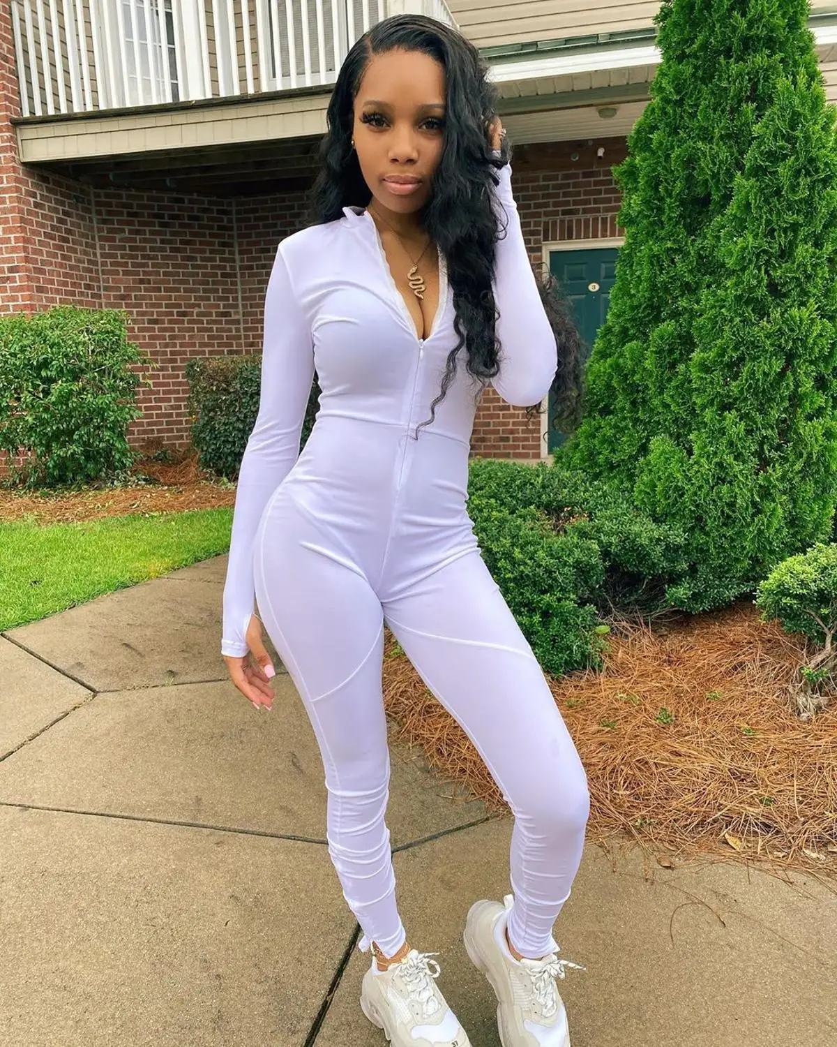 

Fall New Zipper Casual Women Jumpsuits Activewear Workout Long Sleeve Skinny Bodycon Rompers