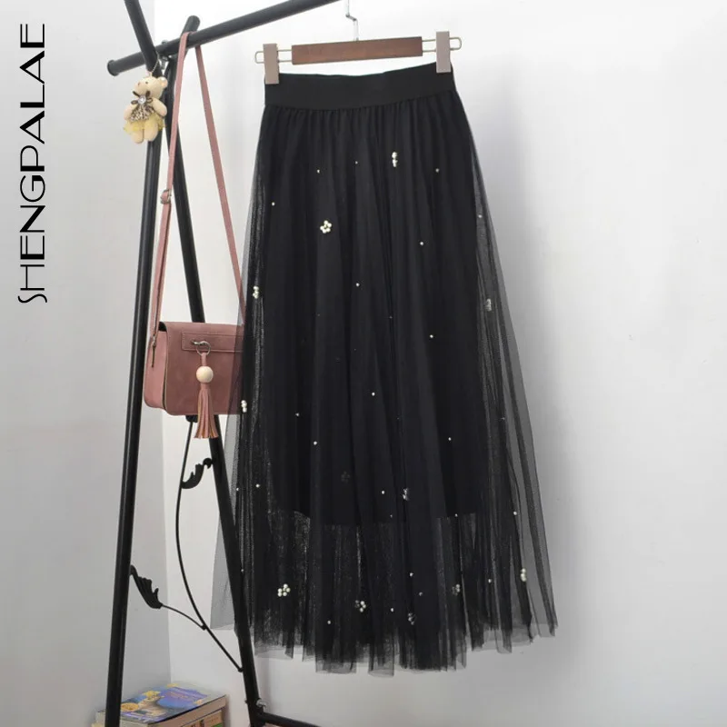 SHENGPALAE, новинка, модная Осенняя эластичная лента, плиссированная прямая декоративная ткань для юбки, Женская однотонная одежда, Faldas Mujer Moda 9A272
