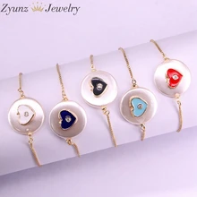10PCS, Mix Color Enamel Cindy Mix Color Enamel Heart Star Moon Eye Charm Pearl Beads Bracelet Set For Women Femme Jewelry
