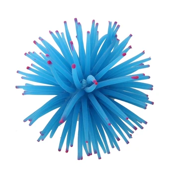 

New Aquarium Decoration Soft Plastic Artificial Anemone Plant - Blue