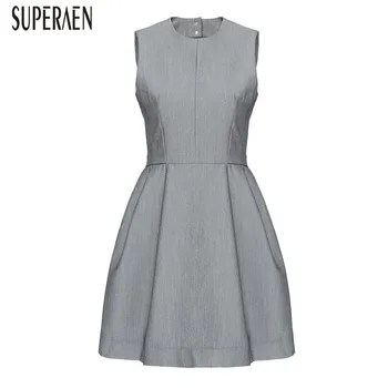 

SuperAen Europe Sleeveless Dress Women Summer New 2020 Solid Color Sexy Backless Ladies Dress Fashion Women Clothing