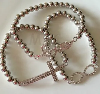 

rth45e Cross Love Infinity Silver Elastic Stretch Men Bracelet Beads Set Gift crystal