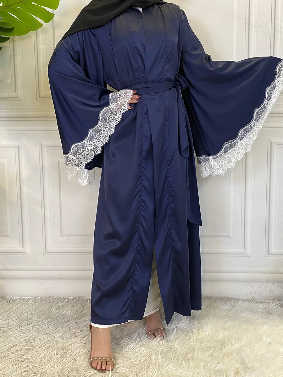 1872#Modest Kimono Open Abaya Dubai Fashion Lace Applique - CHAOMENG MUSLIM SHOP