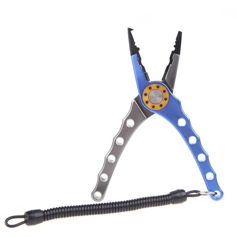 

7" Aluminum Bent Nose Stainless Steel Jaws Fishing Pliers Scissors Line Cutter Remove Hook Tackle Tool