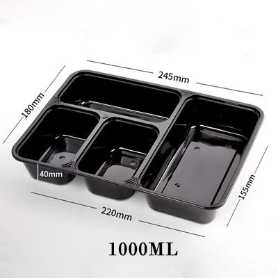 Black-5 10 шт пластиковая многоразовая портативная коробка для бенто хранения еды, коробки для еды, 4 отделения, контейнер для микроволновой печи, контейнер для еды, Ланч-бокс - Цвет: Black-5