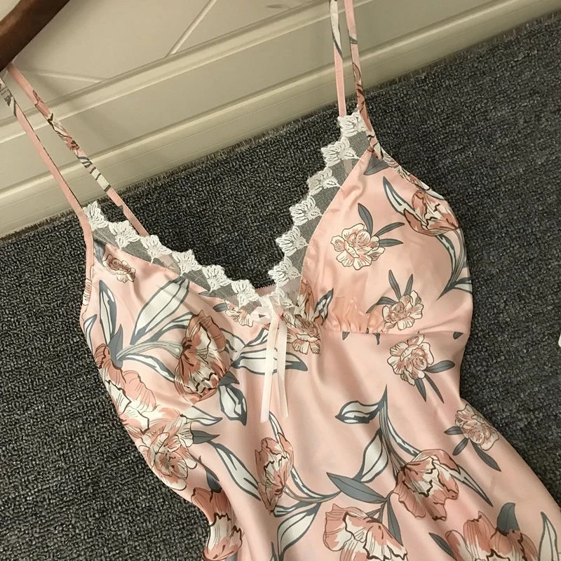 Ночная рубашка la robe du soir, сексуальная женская кружевная ночная рубашка с открытой спиной, соблазнительная ночная рубашка с тонким принтом, ночная рубашка для дома