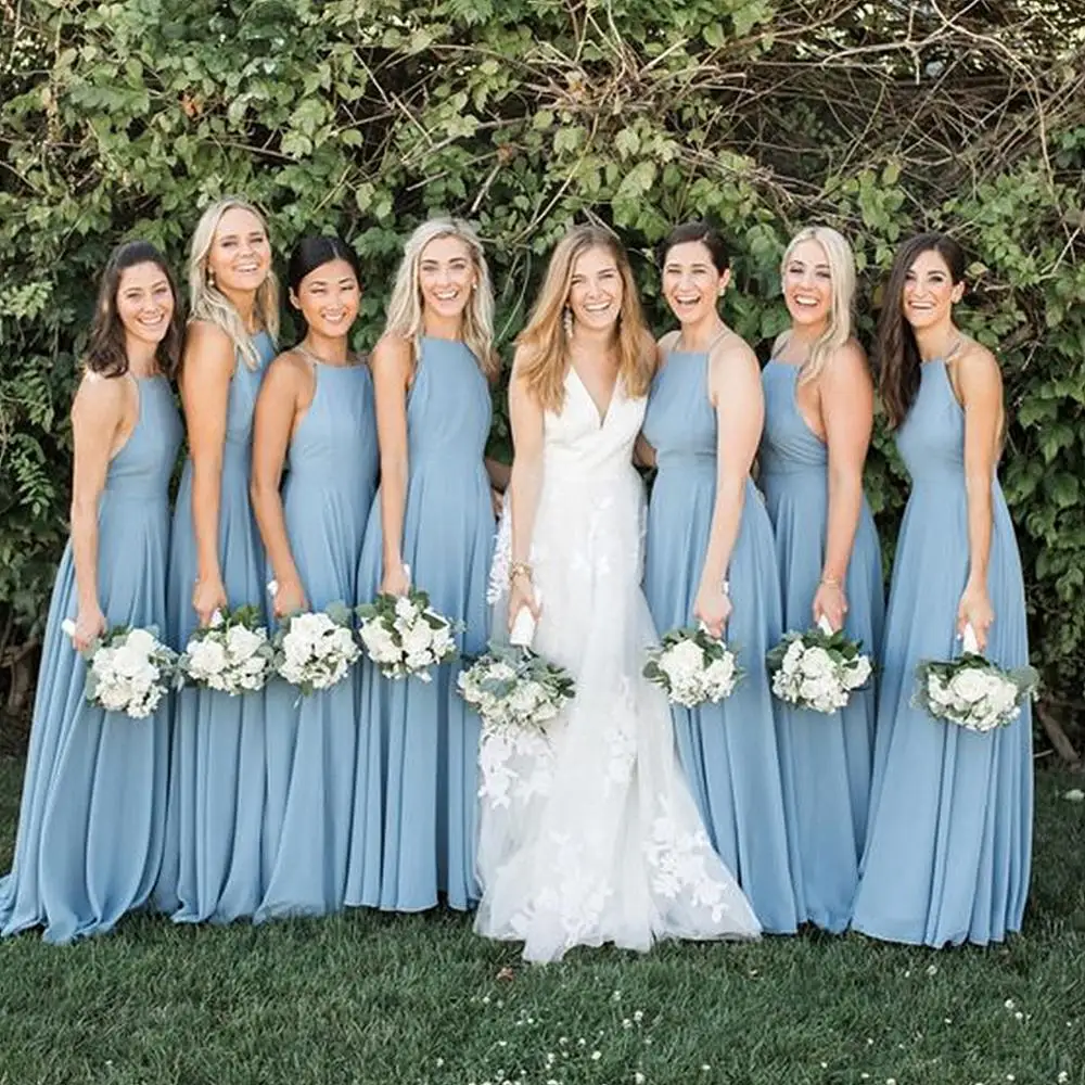 light blue beach bridesmaid dresses