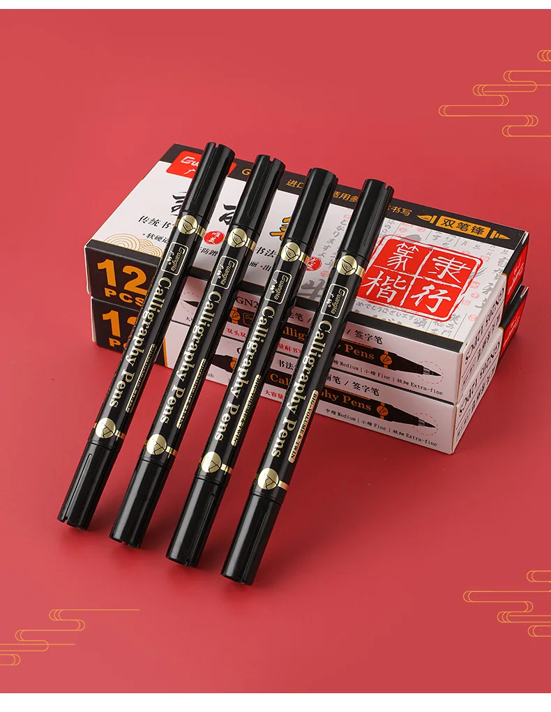 Haile 3 Teil/los Doppel Kopf Multifunktions Pinsel Stift Schwarz Tinte Kalligraphie Pinsel Stifte Set Kunst Marker 4 Größe Für Student liefert – Detail 10