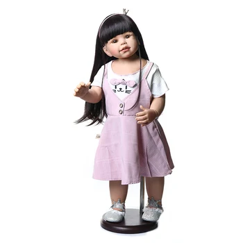 

NPK 70CM full hard vinyl doll Original Masterpiece reborn toddler baby girl 1years old real baby dress jointed doll gift