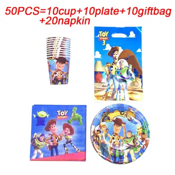 

Disney Toy Story Theme Kids Birthday Party Set Decor Party Supplies Paper Cup Plate Napkins Gift Bags Disposable Tableware Sets